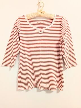 Eddie Bauer Striped Red and White Tee